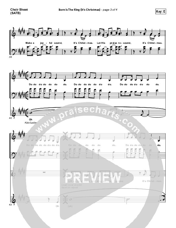 Born Is The King (It's Christmas) Choir Sheet (SATB) (Hillsong Worship)