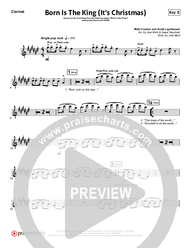 Born Is The King (It's Christmas) Wind Pack (Hillsong Worship)