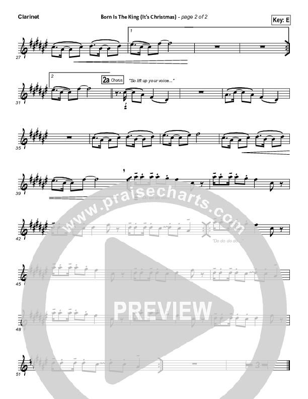 Born Is The King (It's Christmas) Clarinet (Hillsong Worship)