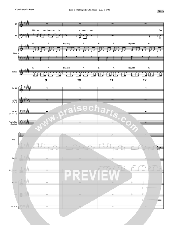 Born Is The King (It's Christmas) Conductor's Score (Hillsong Worship)
