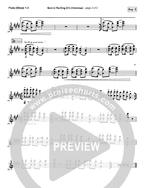 Born Is The King (It's Christmas) Flute/Oboe 1/2/3 (Hillsong Worship)