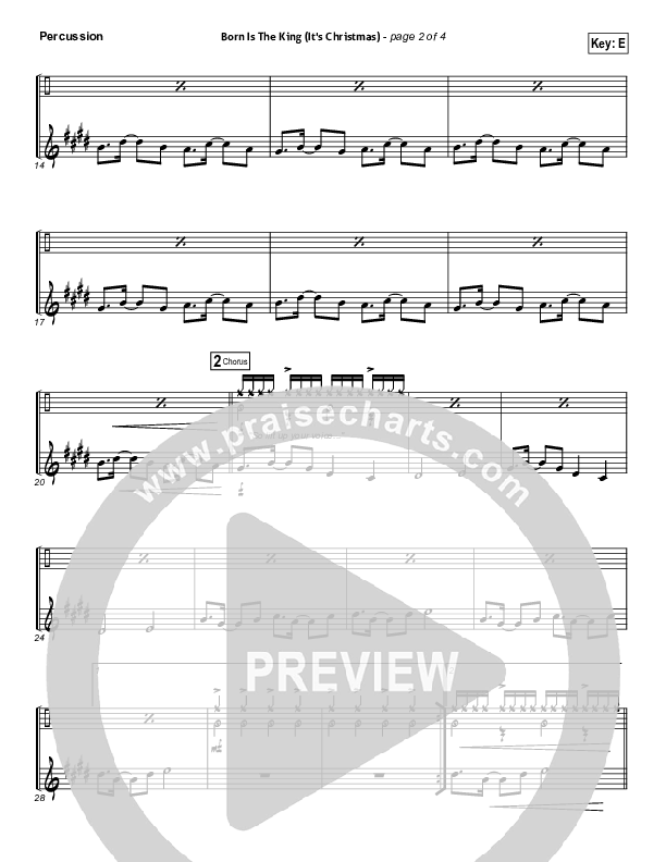 Born Is The King (It's Christmas) Percussion (Hillsong Worship)