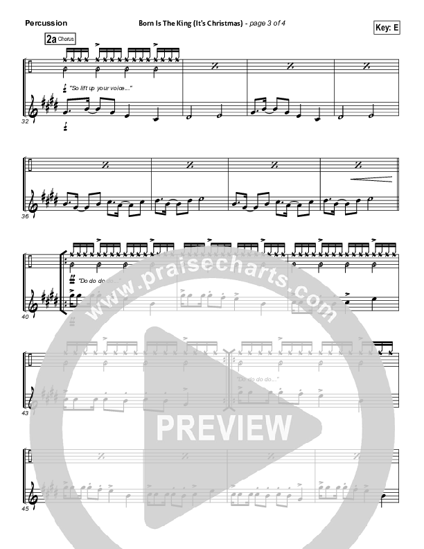 Born Is The King (It's Christmas) Percussion (Hillsong Worship)