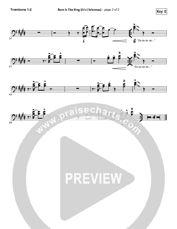 Born Is The King (It's Christmas) Trombone 1/2 (Hillsong Worship)