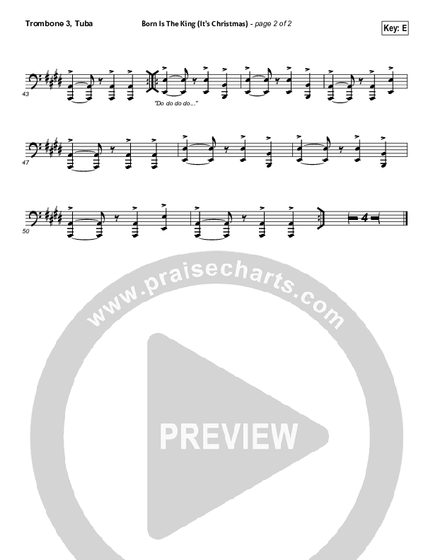 Born Is The King (It's Christmas) Trombone 3/Tuba (Hillsong Worship)