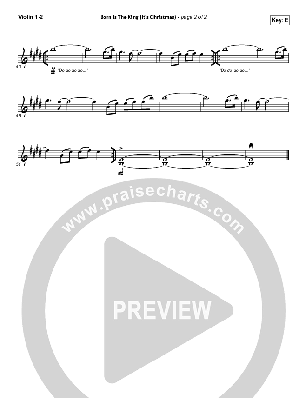 Born Is The King (It's Christmas) Violin 1/2 (Hillsong Worship)