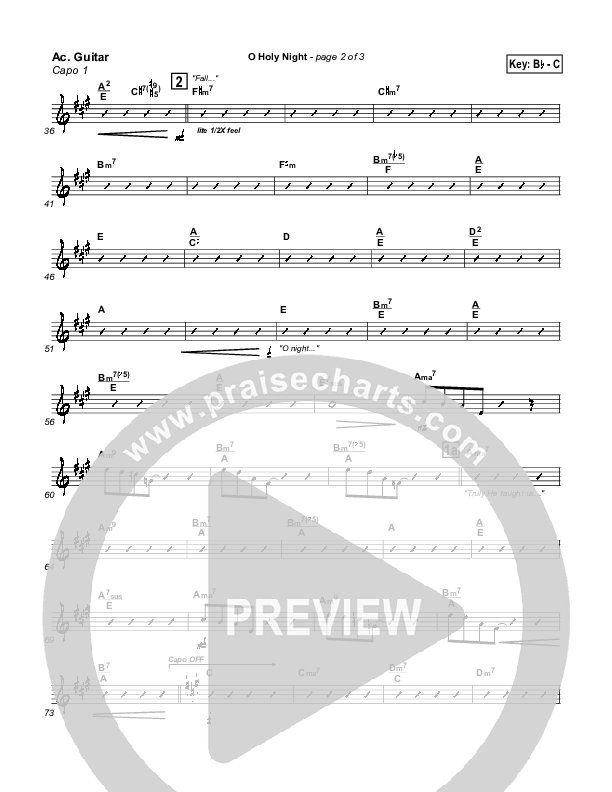 O Holy Night Acoustic Guitar (PraiseCharts Band / Arr. Daniel Galbraith)