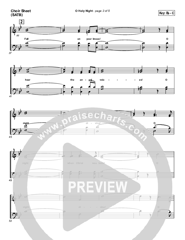 O Holy Night Vocal Sheet (SATB) (PraiseCharts Band / Arr. Daniel Galbraith)