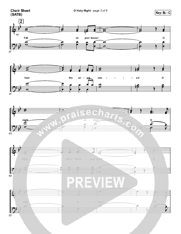 O Holy Night Choir Sheet (SATB) (PraiseCharts Band / Arr. Daniel Galbraith)