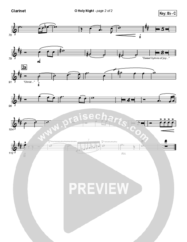 O Holy Night Clarinet (PraiseCharts Band / Arr. Daniel Galbraith)