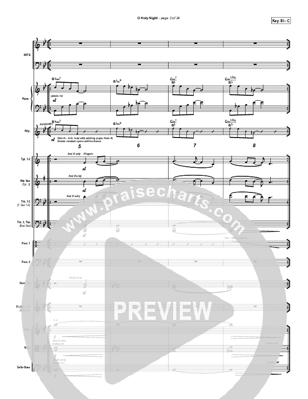 O Holy Night Conductor's Score (PraiseCharts Band / Arr. Daniel Galbraith)
