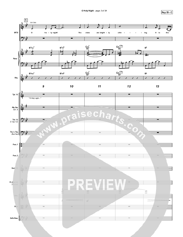 O Holy Night Conductor's Score (PraiseCharts Band / Arr. Daniel Galbraith)