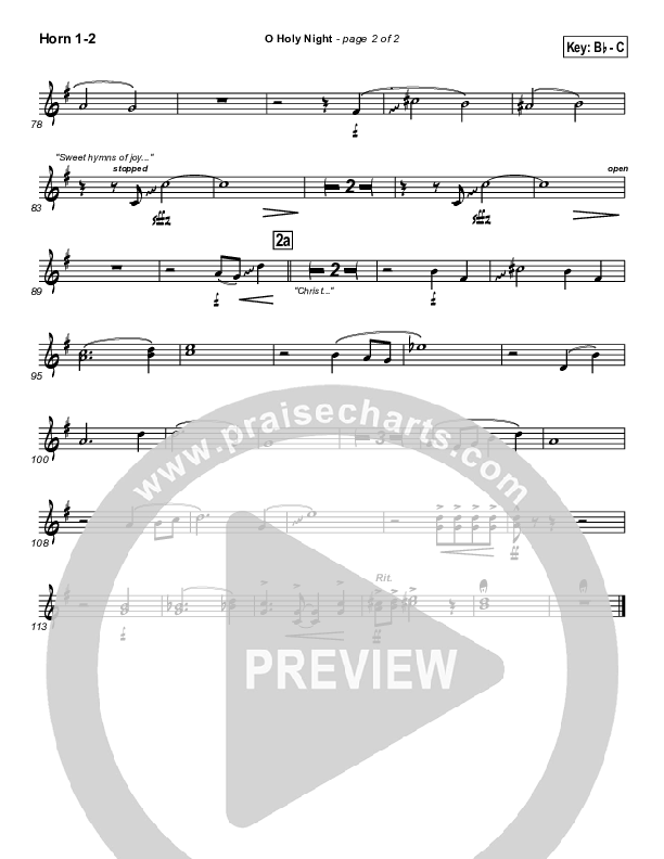 O Holy Night French Horn 1/2 (PraiseCharts Band / Arr. Daniel Galbraith)