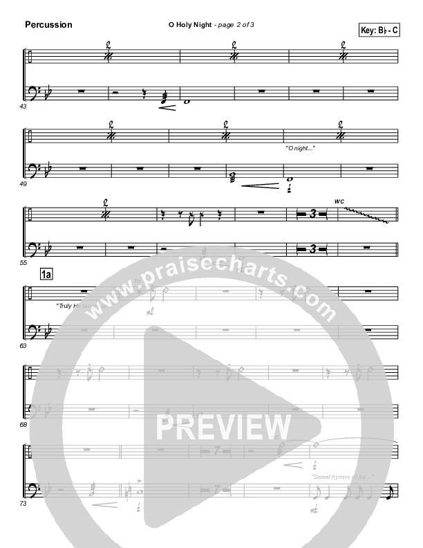 O Holy Night Percussion (PraiseCharts Band / Arr. Daniel Galbraith)