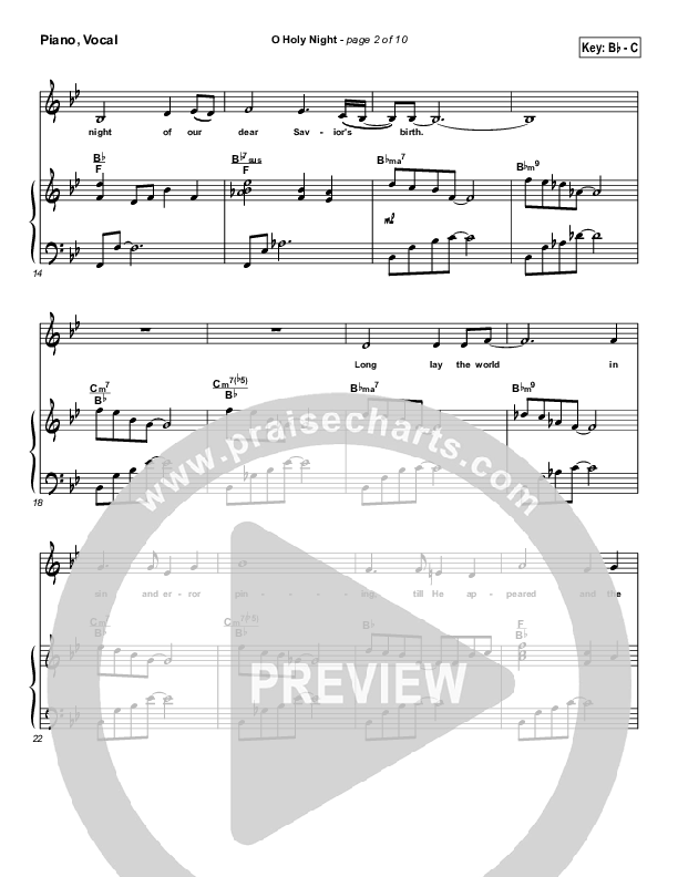 O Holy Night Piano/Vocal (PraiseCharts Band / Arr. Daniel Galbraith)