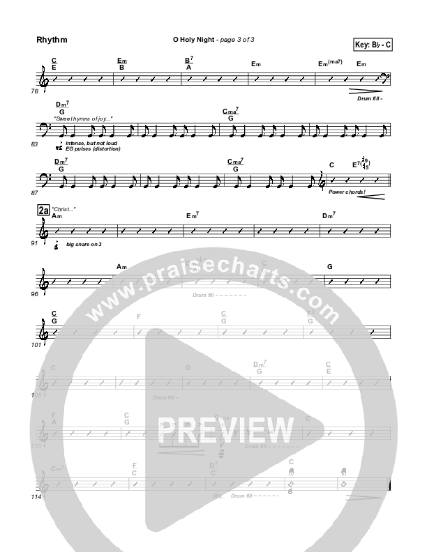 O Holy Night Rhythm Chart (PraiseCharts Band / Arr. Daniel Galbraith)