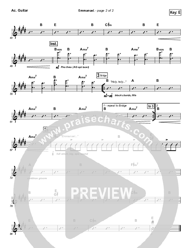 Emmanuel Acoustic Guitar (Hillsong Worship)