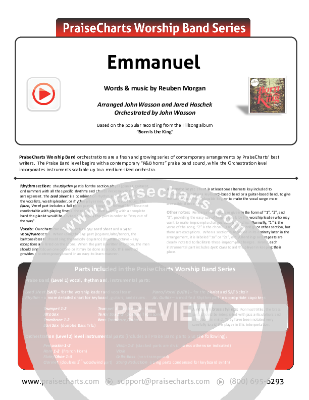 Emmanuel Cover Sheet (Hillsong Worship)