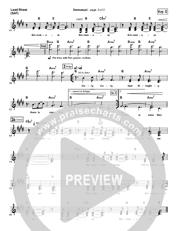 Emmanuel Lead Sheet (SAT) (Hillsong Worship)