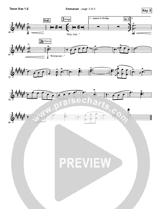 Emmanuel Tenor Sax 1/2 (Hillsong Worship)