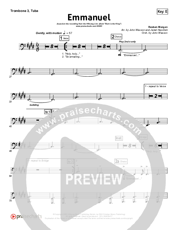 Emmanuel Trombone 3/Tuba (Hillsong Worship)