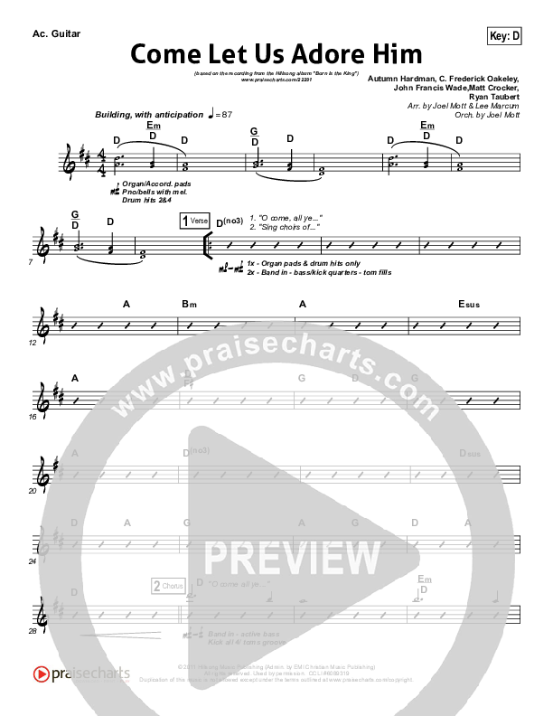 Come Let Us Adore Him Rhythm Chart (Hillsong Worship)