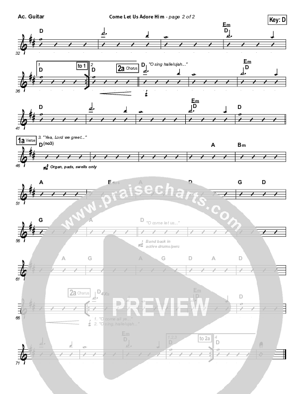 Come Let Us Adore Him Acoustic Guitar (Hillsong Worship)