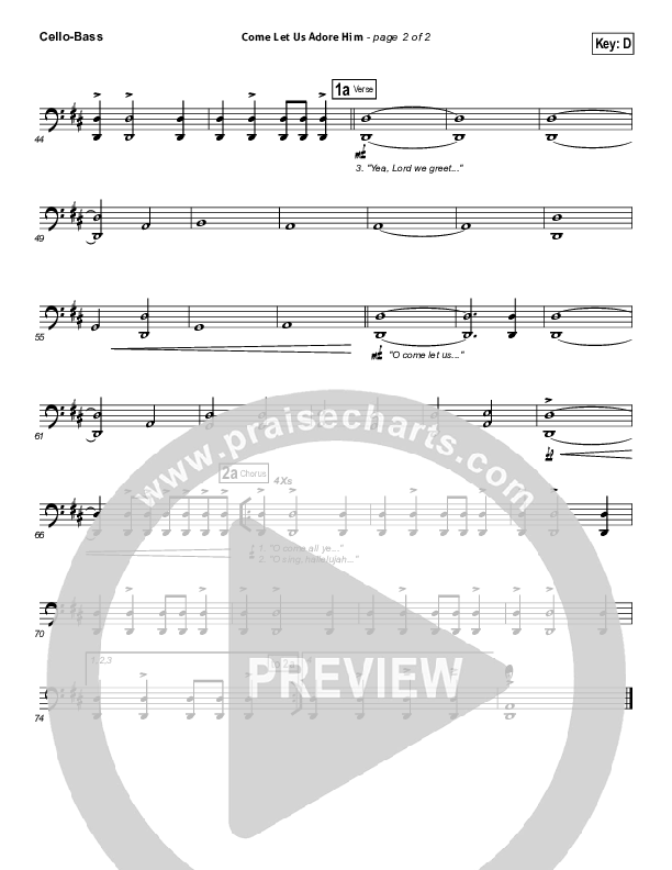 Come Let Us Adore Him Cello/Bass (Hillsong Worship)