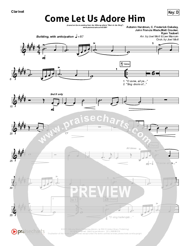 Come Let Us Adore Him Clarinet (Hillsong Worship)