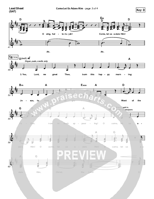 Come Let Us Adore Him Lead Sheet (SAT) (Hillsong Worship)