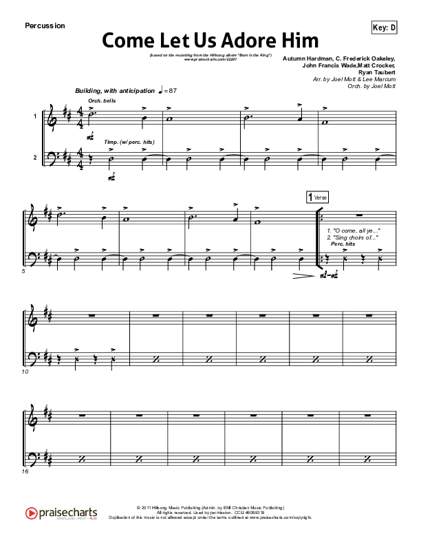 Come Let Us Adore Him Percussion (Hillsong Worship)
