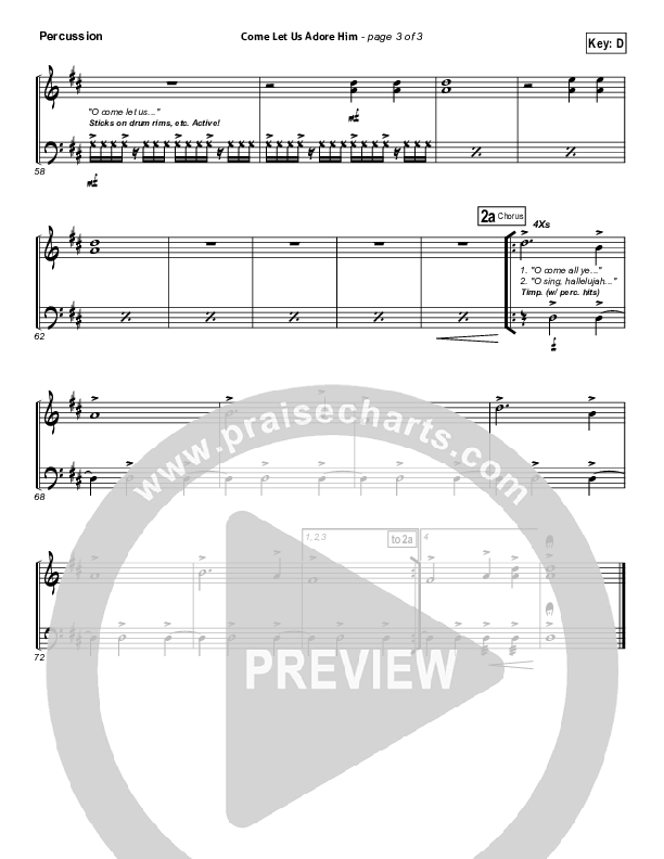 Come Let Us Adore Him Percussion (Hillsong Worship)