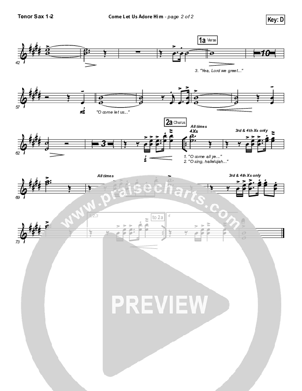 Come Let Us Adore Him Tenor Sax 1/2 (Hillsong Worship)