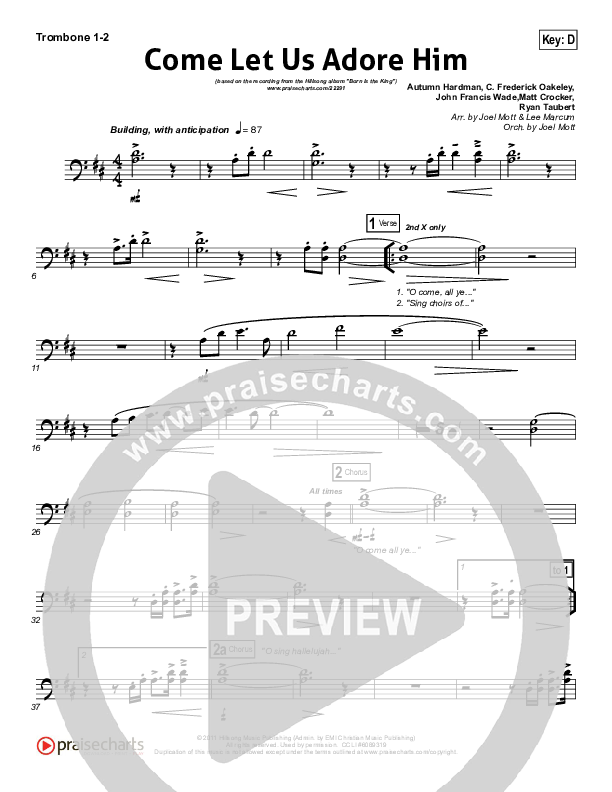 Come Let Us Adore Him Trombone 1/2 (Hillsong Worship)