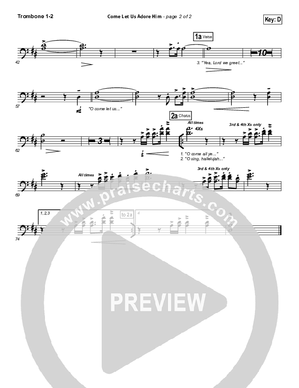 Come Let Us Adore Him Trombone 1/2 (Hillsong Worship)