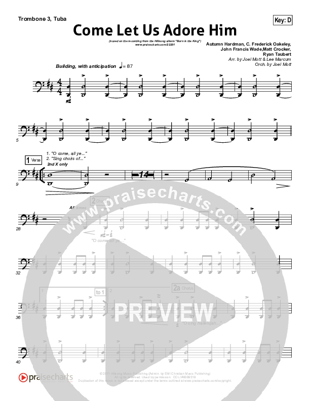 Come Let Us Adore Him Trombone 3/Tuba (Hillsong Worship)