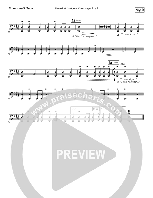 Come Let Us Adore Him Trombone 3/Tuba (Hillsong Worship)
