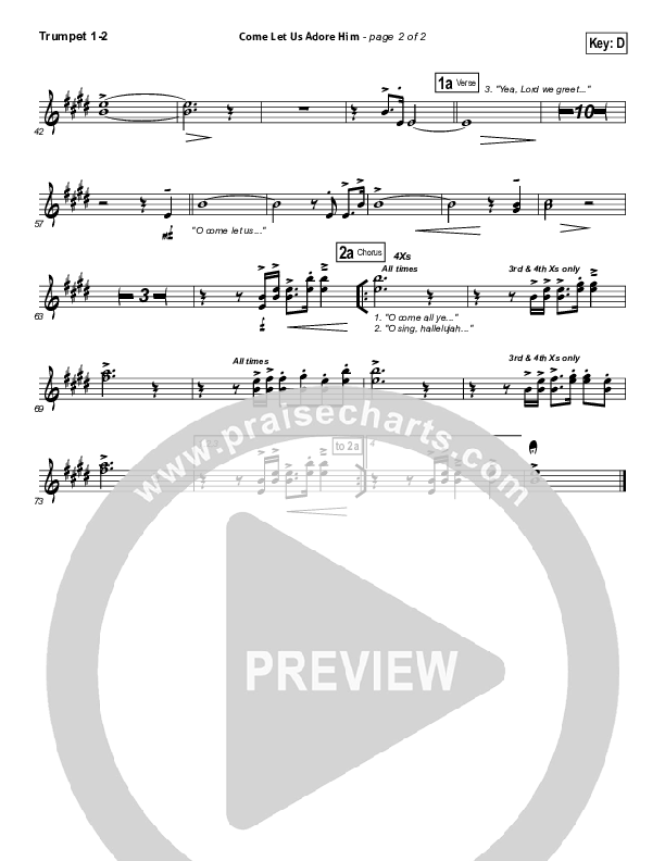 Come Let Us Adore Him Trumpet 1,2 (Hillsong Worship)