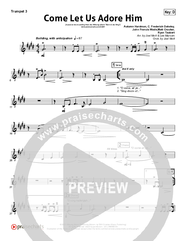 Come Let Us Adore Him Trumpet 3 (Hillsong Worship)