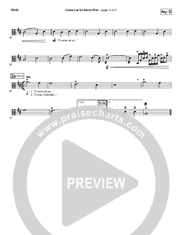 Come Let Us Adore Him Viola (Hillsong Worship)