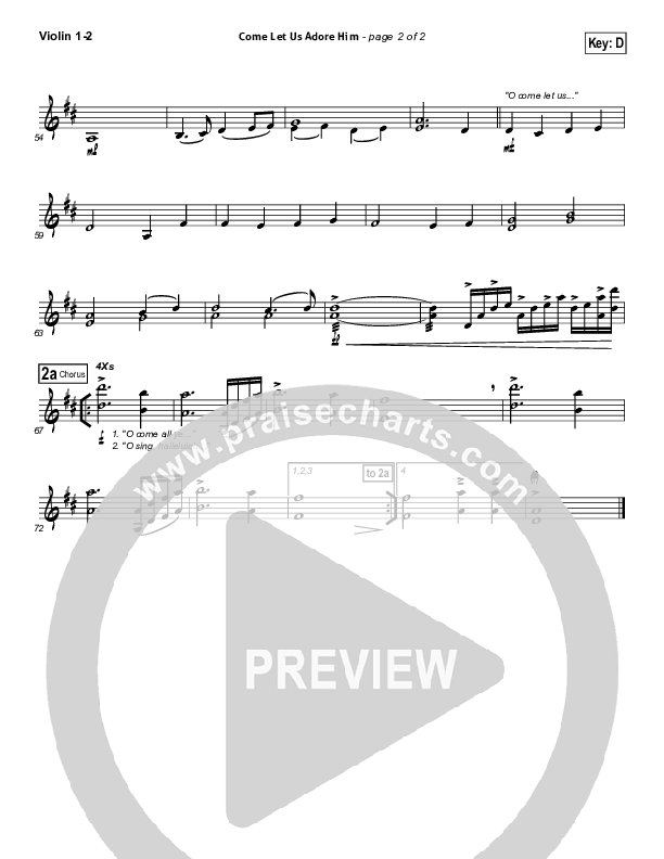 Come Let Us Adore Him Violin 1/2 (Hillsong Worship)