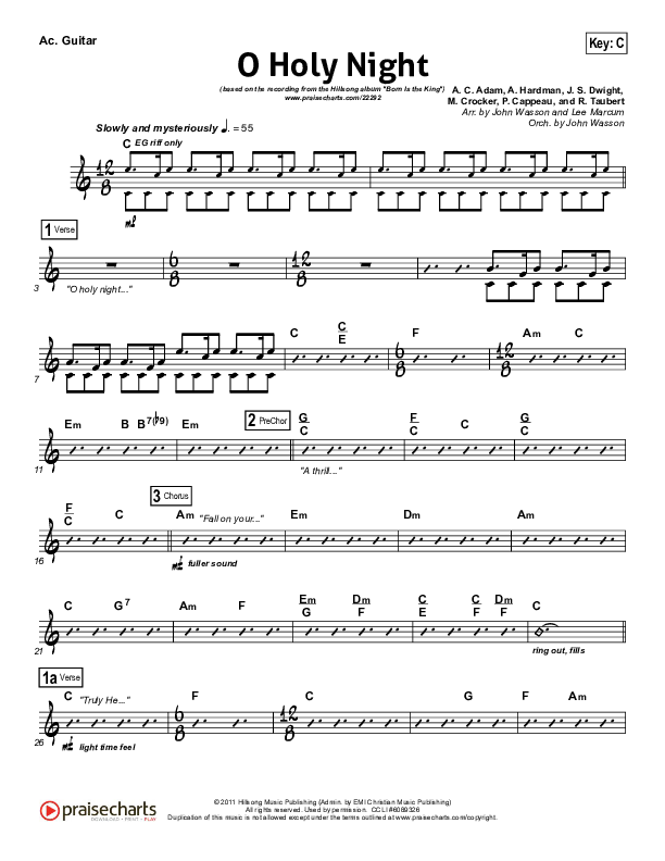 O Holy Night Chords PDF (Hillsong Worship) - PraiseCharts