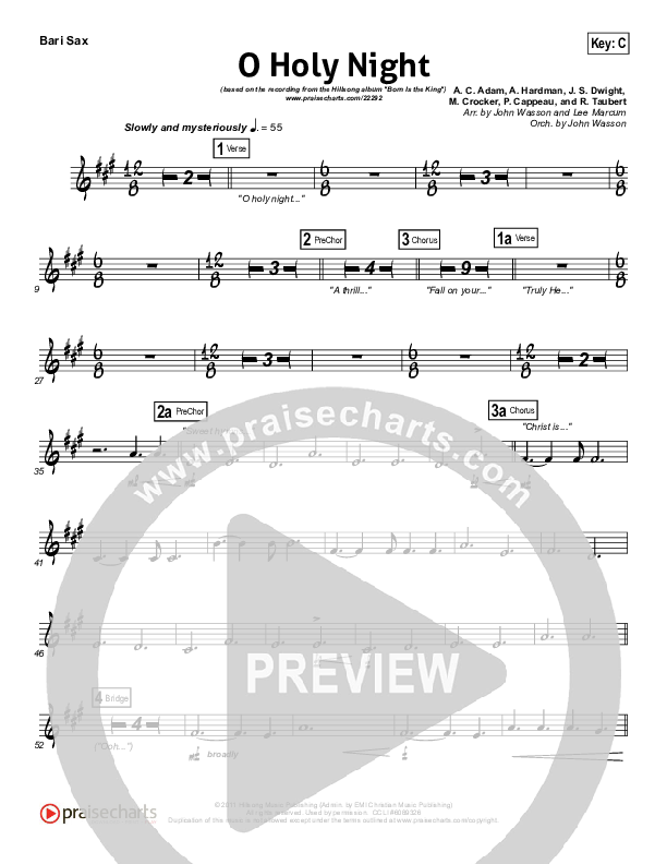 O Holy Night Bari Sax (Hillsong Worship)