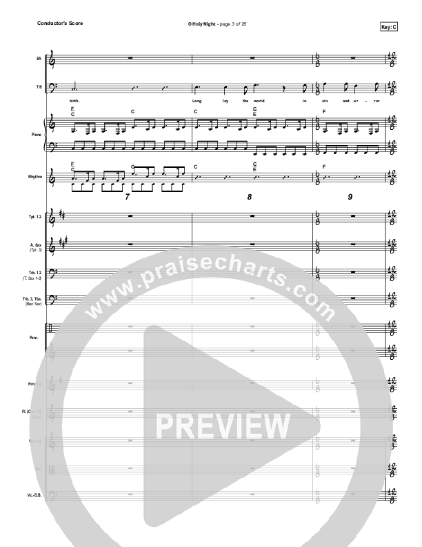 O Holy Night Conductor's Score (Hillsong Worship)