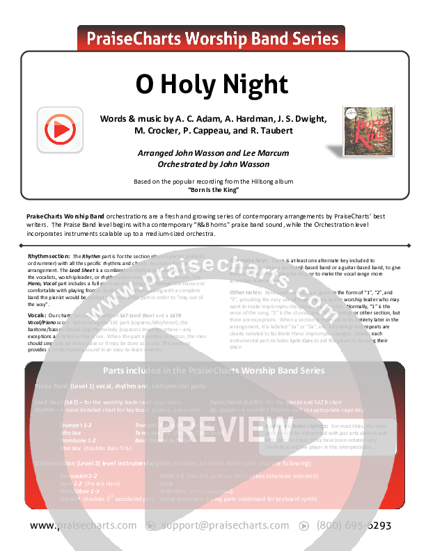 O Holy Night Cover Sheet (Hillsong Worship)