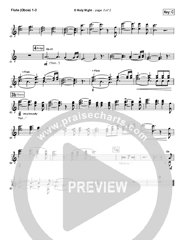 O Holy Night Flute/Oboe 1/2/3 (Hillsong Worship)