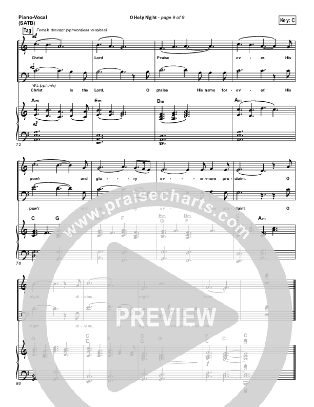 O Holy Night Piano/Vocal (Hillsong Worship)