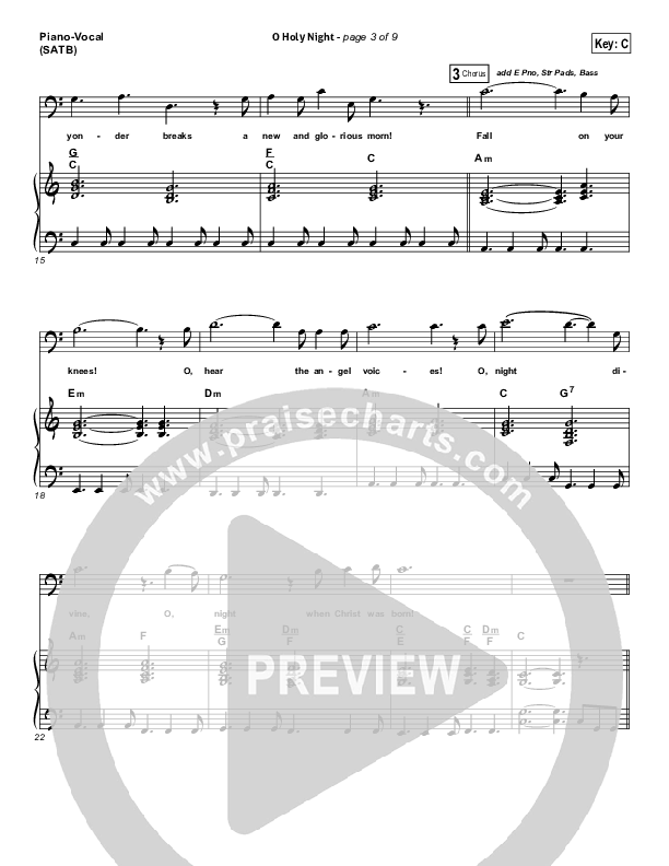 O Holy Night Piano/Vocal (SATB) (Hillsong Worship)