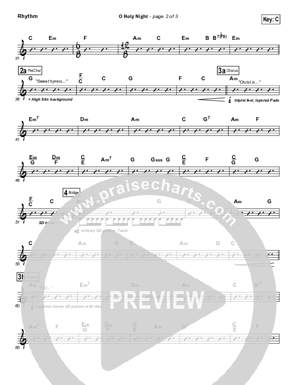O Holy Night Rhythm Chart (Hillsong Worship)