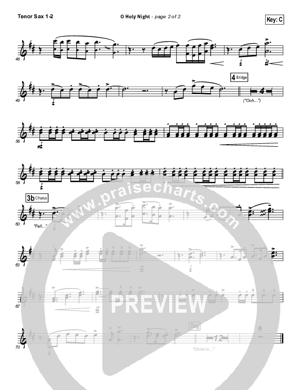O Holy Night Tenor Sax 1/2 (Hillsong Worship)